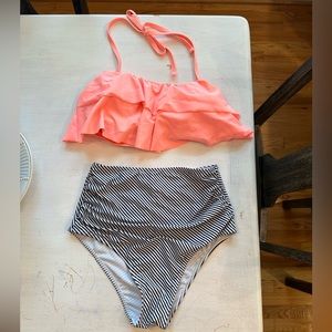 Amazon high waist bikini with ruffle top. XS. Worn in once. Super cute!